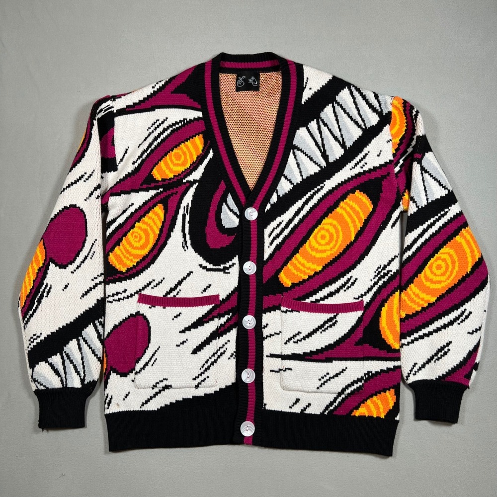 Steady Hands Chainsaw Man Cardigan S/M Eye Teeth Graphic Knit Sweater Halloween